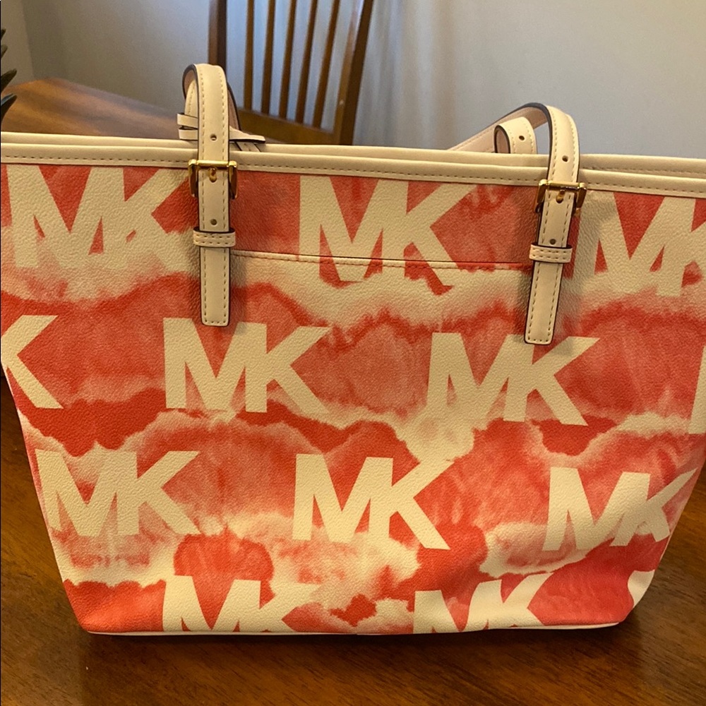 Michael Kors Pink and White Tote Bag